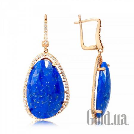 Серьги с подвесками Золотые серьги с лазуритами и куб. циркониями