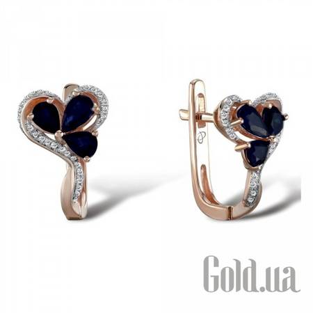Серьги Золотые серьги с бриллиантами и сапфирами