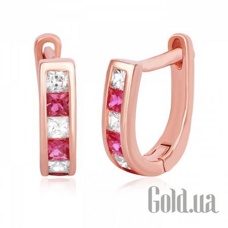 Серьги Серебряные серьги с куб. циркониями в позолоте