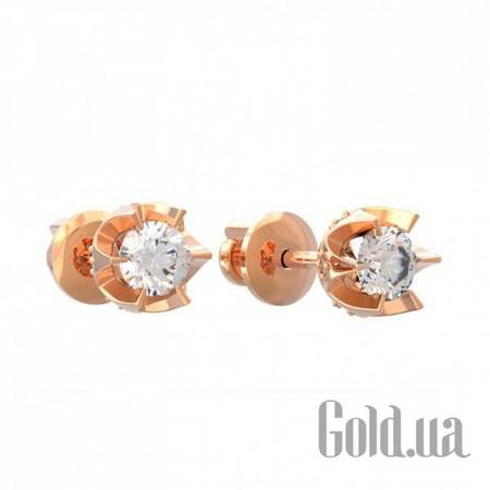 Серьги-гвоздики Золотые серьги с куб. циркониями