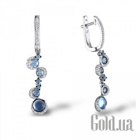 Серьги с подвесками Золотые серьги с бриллиантами и топазами