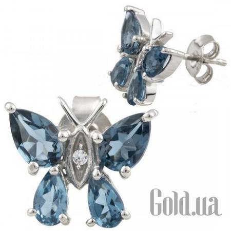 Серьги-гвоздики Серебряные серьги с топазами и куб.циркониями