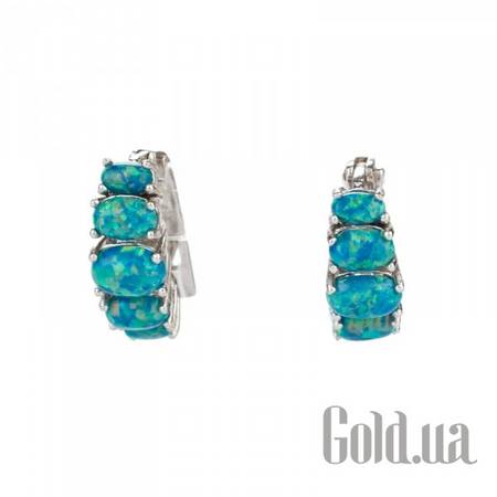 Серьги Серебряные серьги с синт. опалами