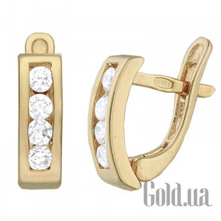 Серьги Серебряные серьги с куб. циркониями в позолоте
