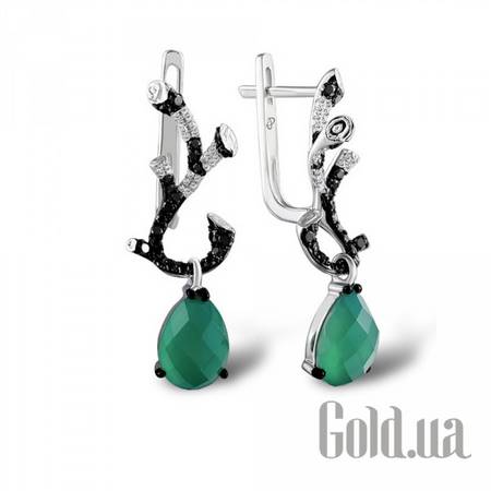 Серьги с подвесками Золотые серьги с бриллиантами и агатами