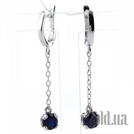 Серьги с подвесками Серебряные серьги с сапфирами