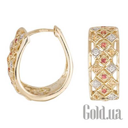 Серьги-кольца Золотые серьги с бриллиантами и сапфирами