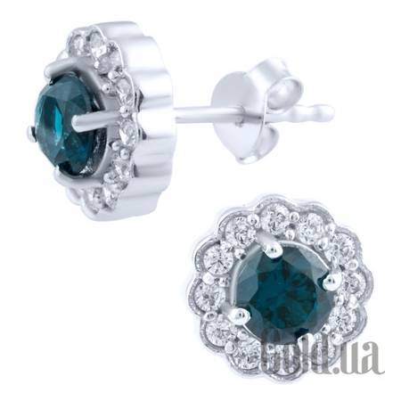 Серьги-гвоздики Серебряные серьги с топазами и куб. циркониями