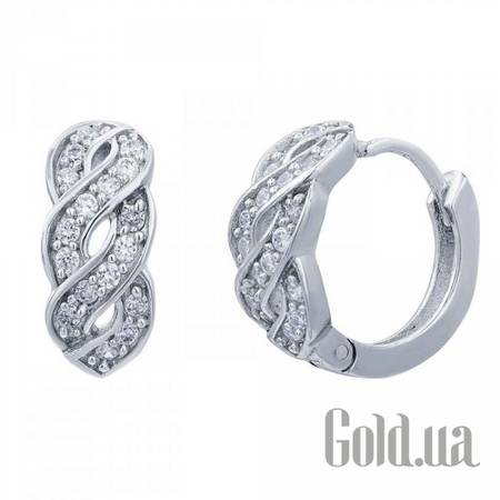 Серьги-кольца Серебряные серьги с куб. циркониями