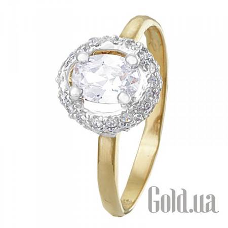 Кольцо Серебряное кольцо с  куб. циркониями  в позолоте, 19