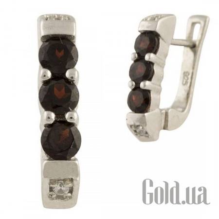 Серьги Серебряные серьги с гранатами
