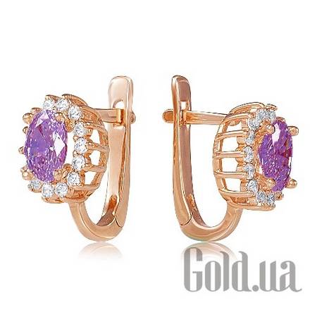 Серьги Золотые серьги с аметистами и куб. циркониями