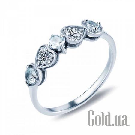 Кольцо Серебряное кольцо с топазами и куб. циркониями, 17