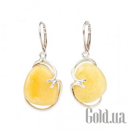 Серьги с подвесками Серебряные серьги с янтарем
