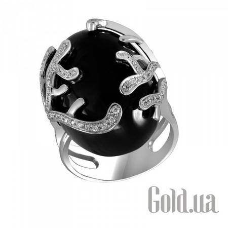 Кольцо Золотое кольцо с бриллиантами и обсидиантом, 17