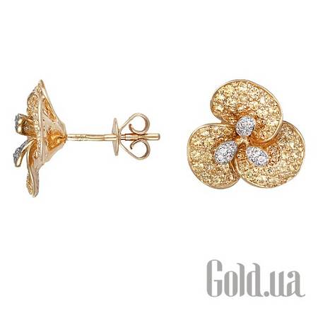 Серьги-гвоздики Золотые серьги с желтыми сапфирами