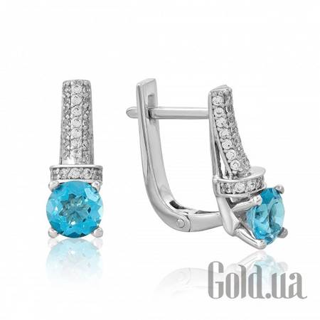 Серьги Золотые серьги с топазами и куб. циркониями