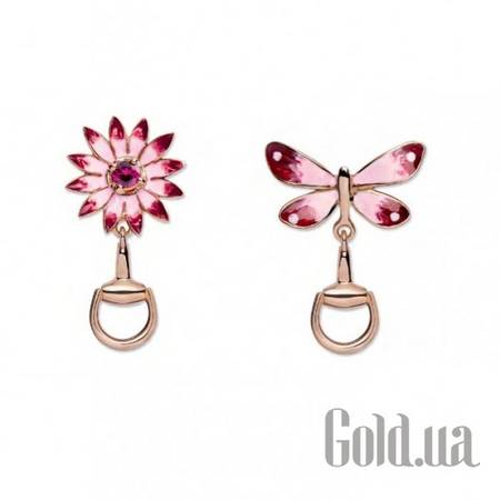 Серьги с подвесками Золотые серьги с рубином и эмалью