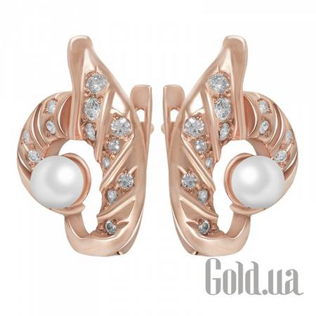 Серьги Золотые серьги с куб.циркониями и жемчугом