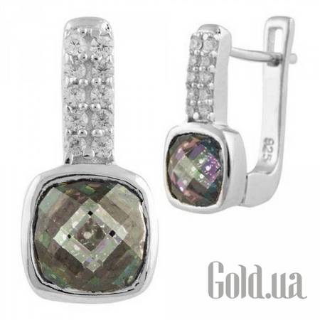 Серьги Серебряные серьги с топазами и куб. циркониями