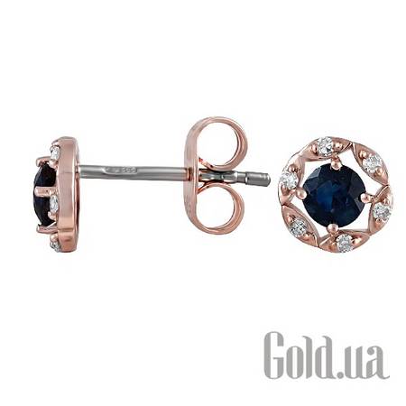 Серьги-гвоздики Золотые серьги с бриллиантами и сапфирами