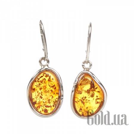 Серьги с подвесками Серебряные серьги с янтарем
