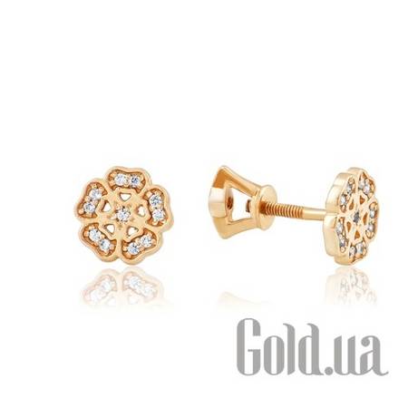 Серьги-гвоздики Золотые серьги с куб. циркониями