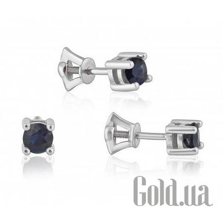 Серьги-гвоздики Золотые серьги с сапфирами