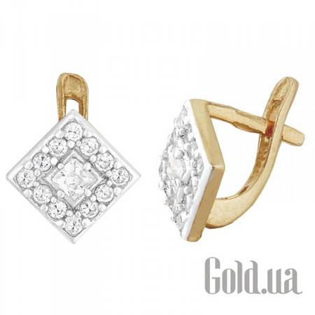 Серьги Серебряные серьги с куб. циркониями в позолоте