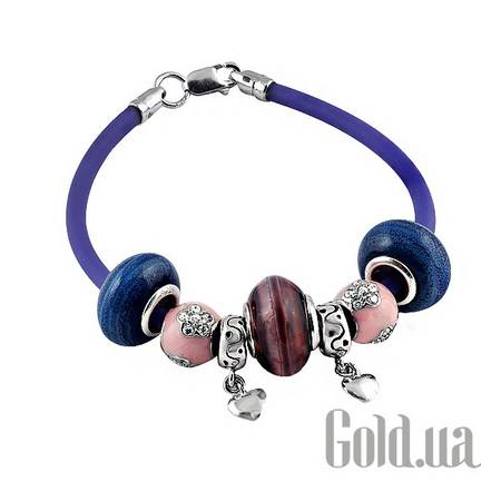 Браслет Каучуковый браслет с серебром и 7 подвесками