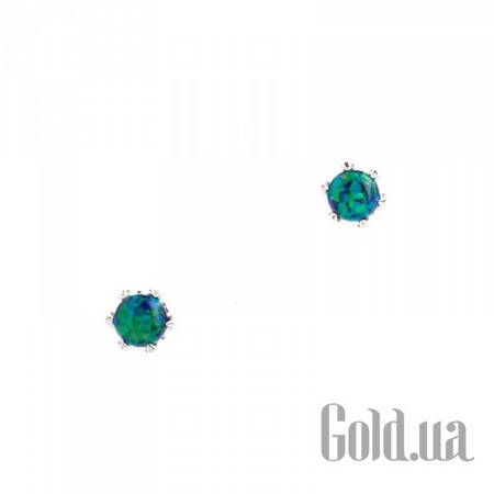 Серьги-гвоздики Серебряные серьги с синт. опалами