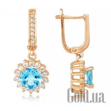 Серьги с подвесками Золотые серьги с топазами и куб. циркониями