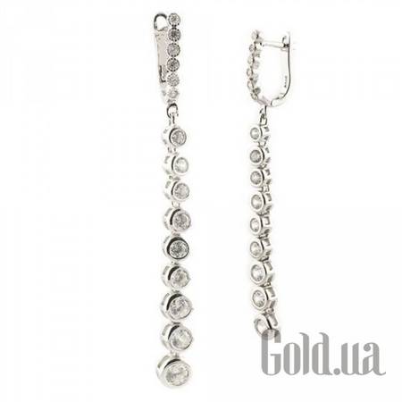 Серьги с подвесками Серебряные серьги с куб. циркониями