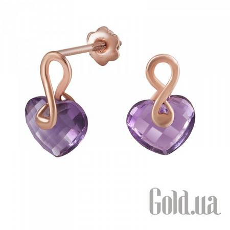 Серьги-гвоздики Золотые серьги с аметистами