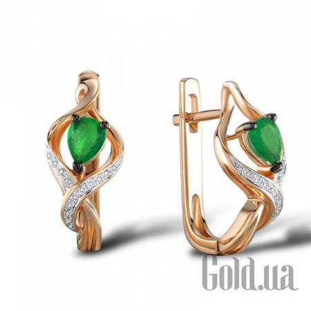 Серьги Золотые серьги с бриллиантами и изумрудами