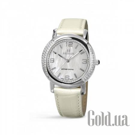 Швейцарские часы 1673.2.1063 white-cz, ss-cz, pearl leather