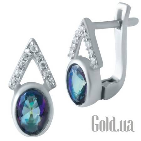 Серьги Серебряные серьги с топазами и куб. циркониями