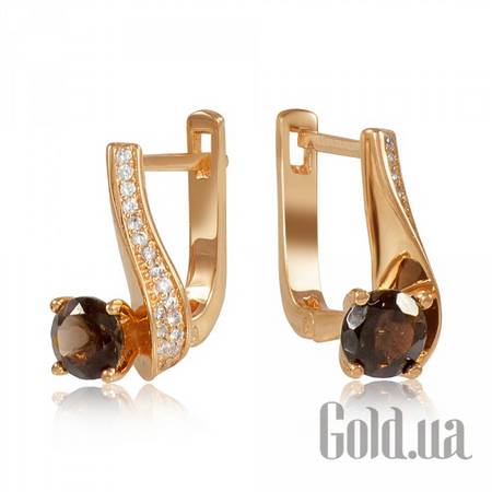 Серьги Золотые серьги с раухтопазами и куб. циркониями