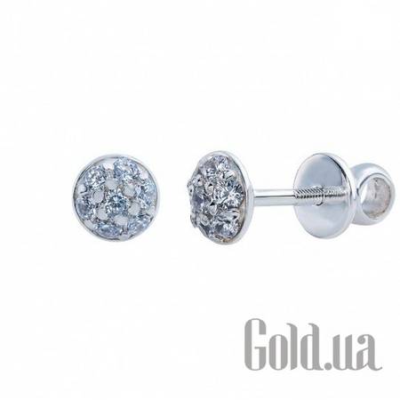 Серьги-гвоздики Серебряные серьги с  куб. циркониями