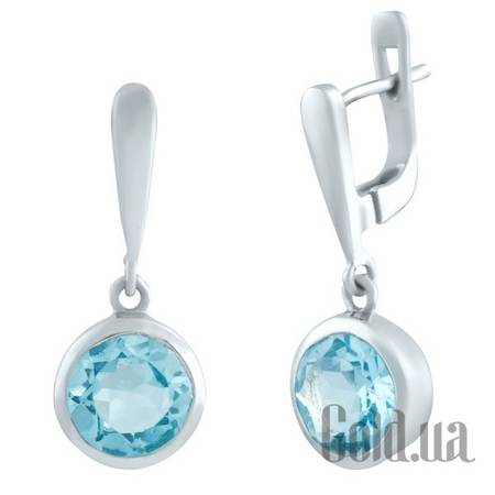 Серьги с подвесками Серебряные серьги с топазами