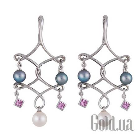 Серьги с подвесками Золотые серьги с сапфирами и жемчугом