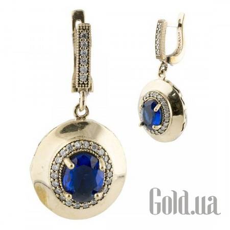 Серьги с подвесками Серебряные серьги с бронзой и куб. циркониями