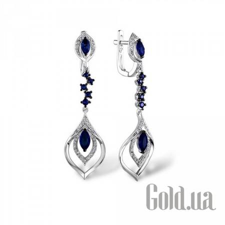 Серьги с подвесками Золотые серьги с бриллиантами и сапфирами
