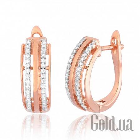 Серьги Серебряные серьги с  куб. циркониями в позолоте