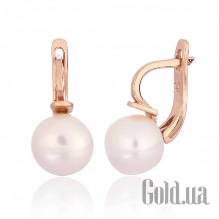 Серьги Серебряные серьги с жемчугом в позолоте