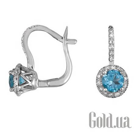 Серьги Золотые серьги с бриллиантами и топазами