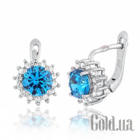 Серьги Серебряные серьги с  куб. циркониями