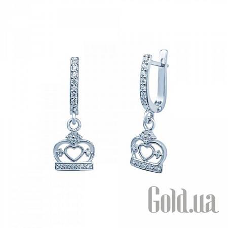 Серьги с подвесками Серебряные серьги с куб. циркониями