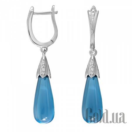 Серьги Золотые серьги с бриллиантами и топазом