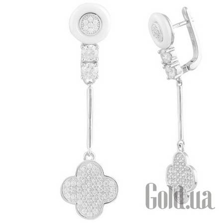 Серьги с подвесками Серебряные серьги с керамикой и куб. циркониями